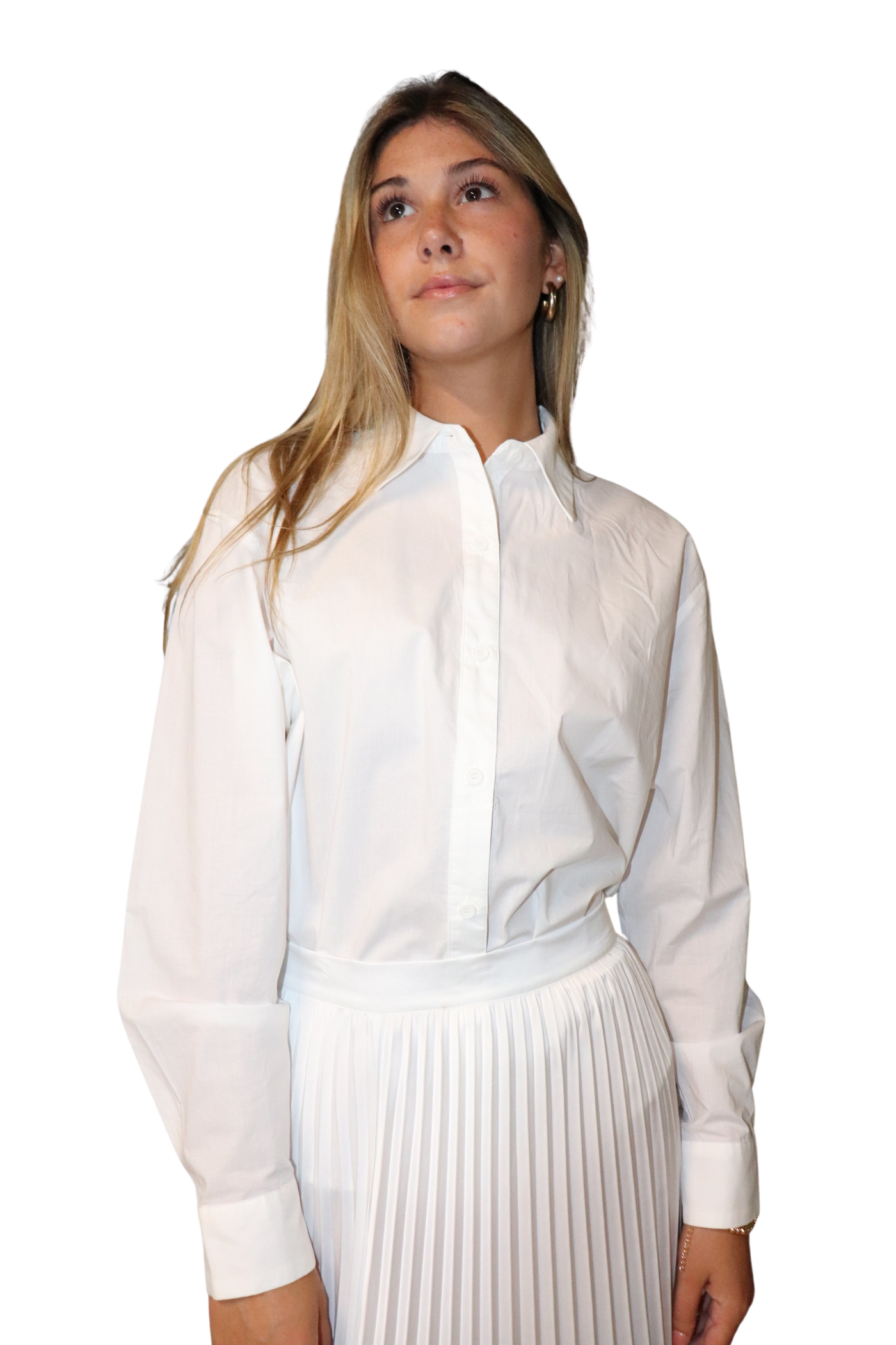 The Elle Satin Button-Down Shirt | White