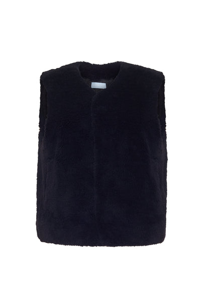 The Poppy Faux Shearling Vest | Black