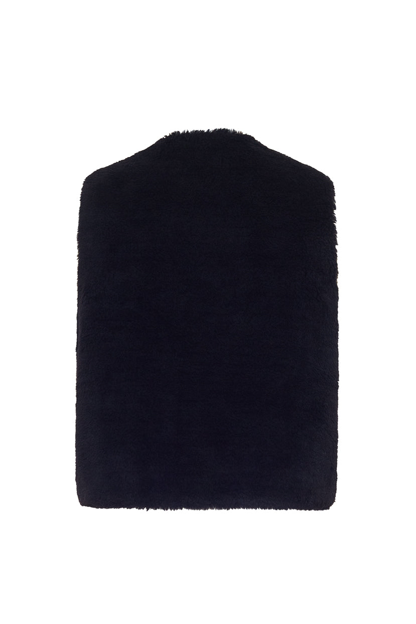 The Poppy Faux Shearling Vest | Black