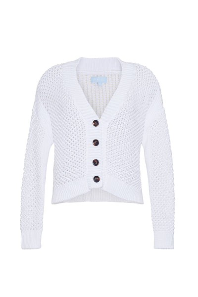 The Betty Open Weave Cardigan | White