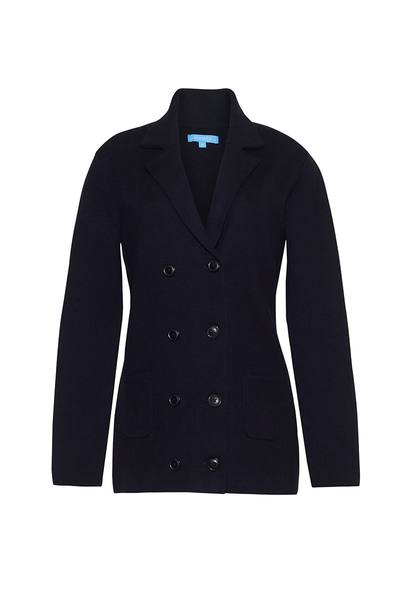 The Milan Double-Breasted Knit Blazer | Black