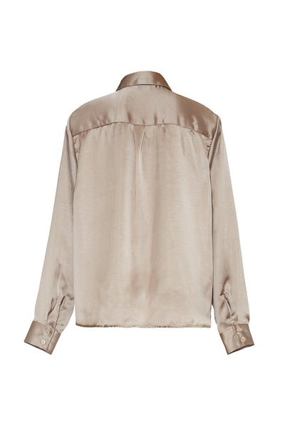 The Lily Satin Button-Up Shirt | Bronze