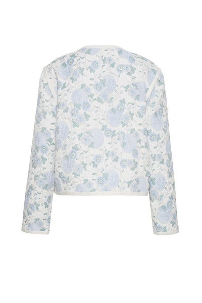 The Iris Floral Embroidered Jacket | Blue Floral