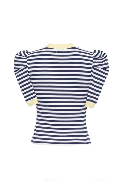 The Blair Puff Sleeve Tee | Navy and White