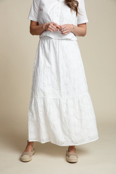 The Charlotte Eyelet Skirt | White