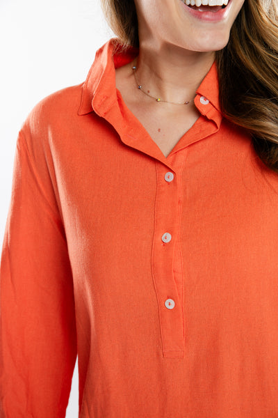 The Kate Linen Dress | Coral