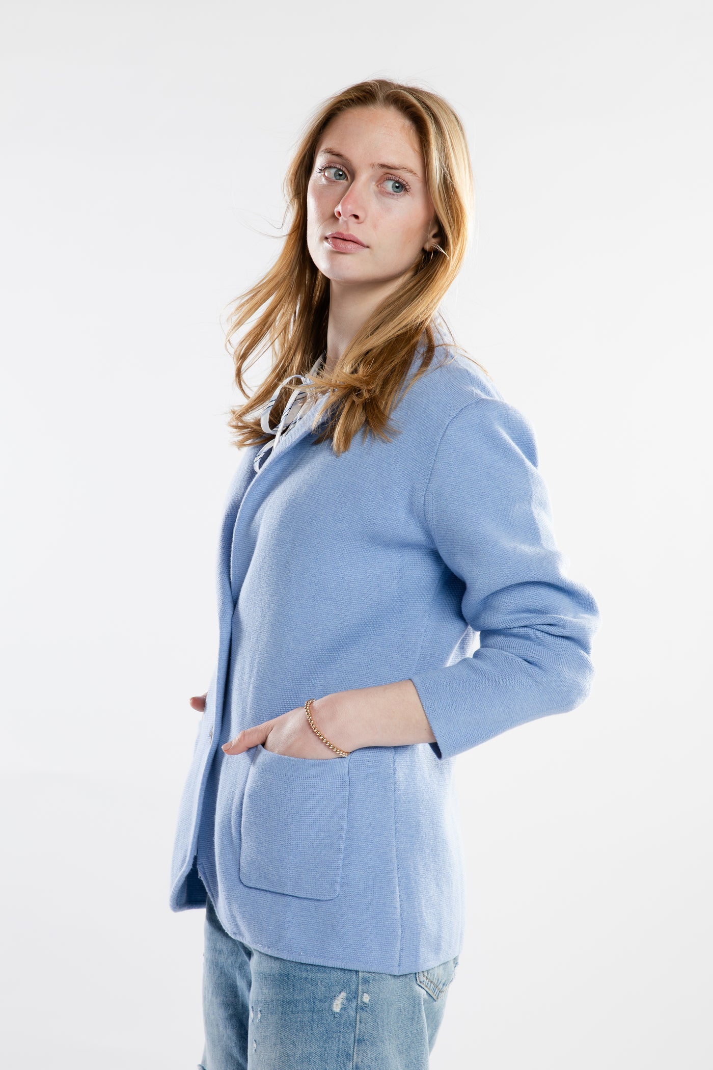 The Milly Knit Blazer | Blueberry