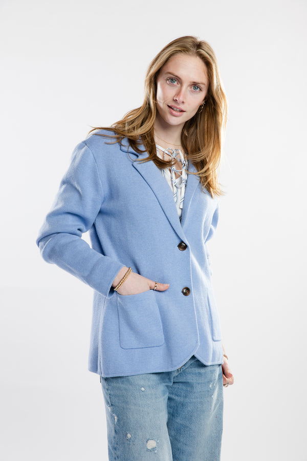 The Milly Knit Blazer | Blueberry