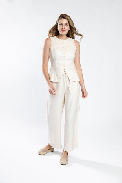 The Chloe Linen Vest | Sand