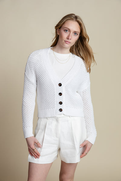 The Betty Open Weave Cardigan | White