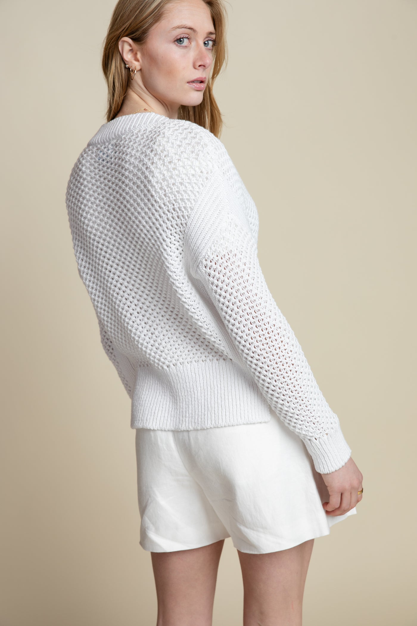 The Betty Open Weave Cardigan | White