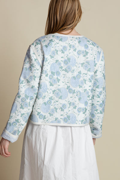 The Iris Floral Embroidered Jacket | Blue Floral