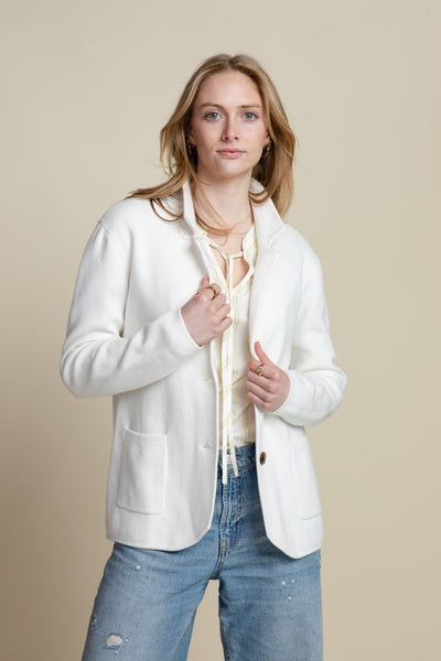 The Milly Knit Blazer | White