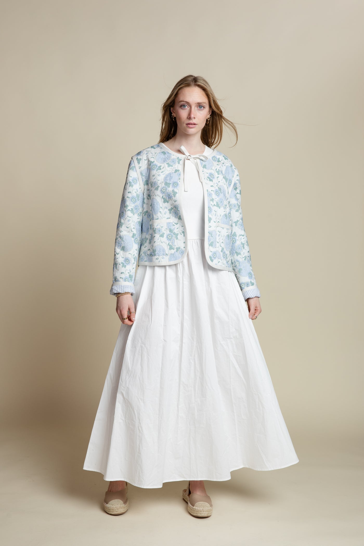 The Iris Floral Embroidered Jacket | Blue Floral