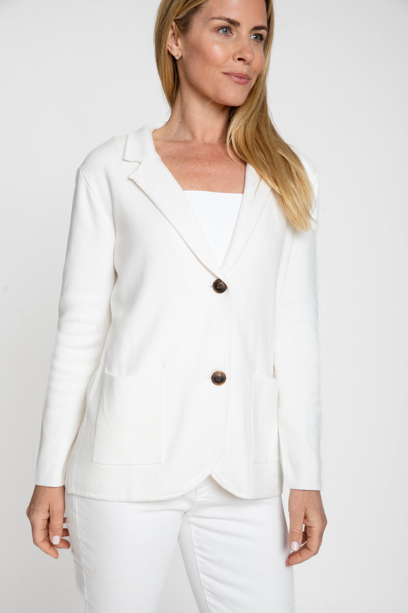 The Milly Knit Blazer | Chalk