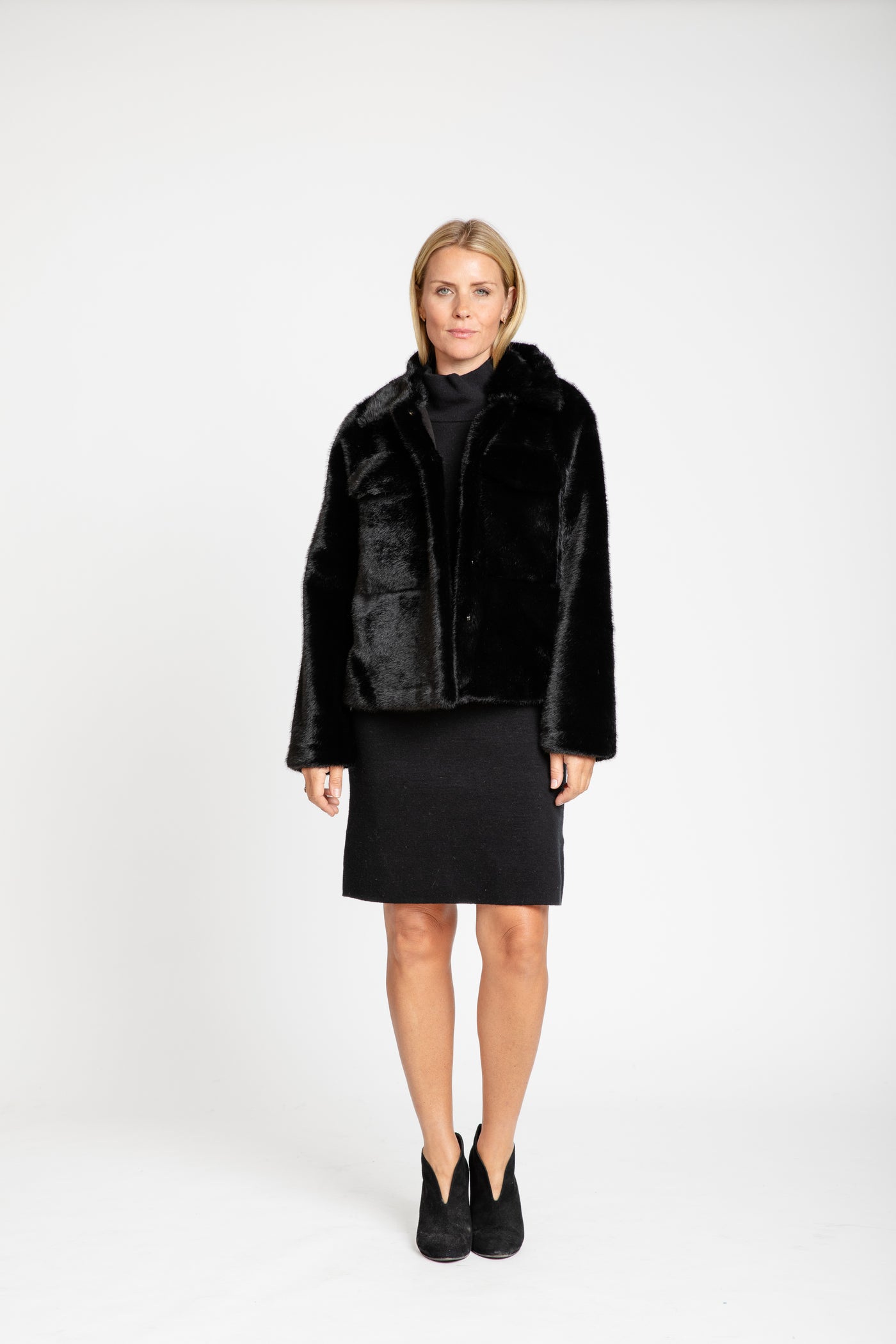 The Audrey Faux Fur Crop Jacket | Black