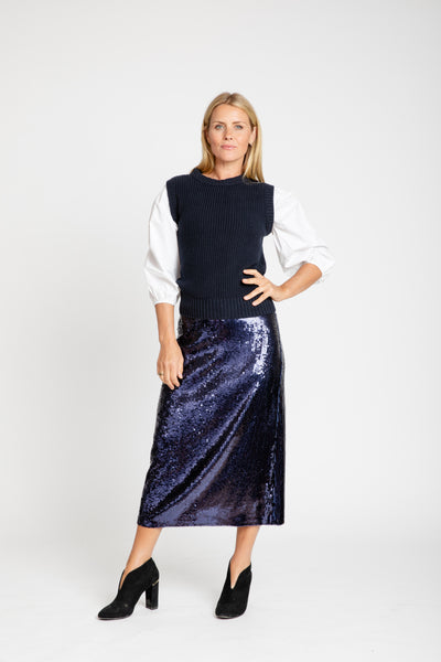 The Ruby Sequin Skirt | Navy