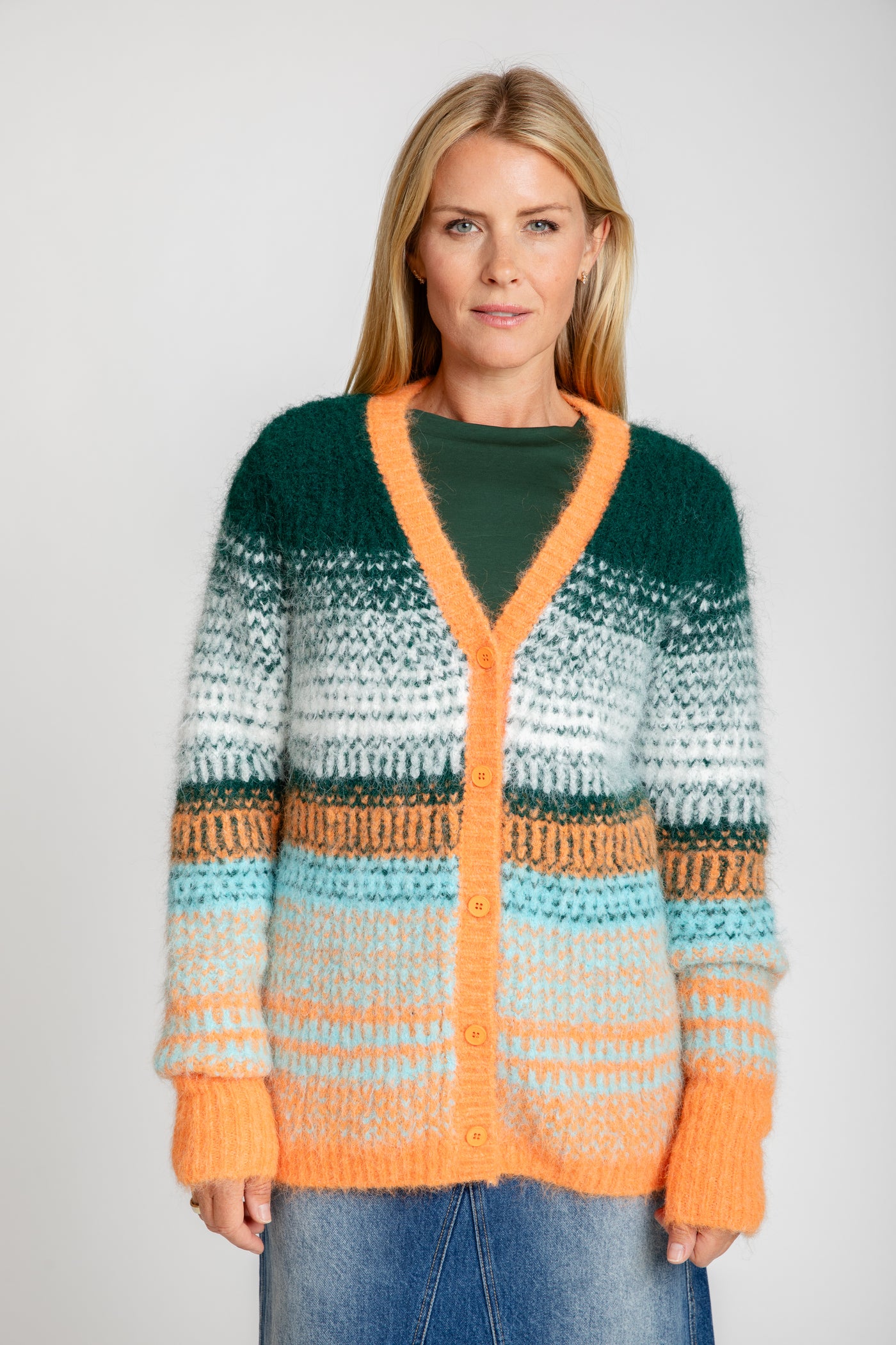 The Syd Space Dye Cardigan | Orange Emerald