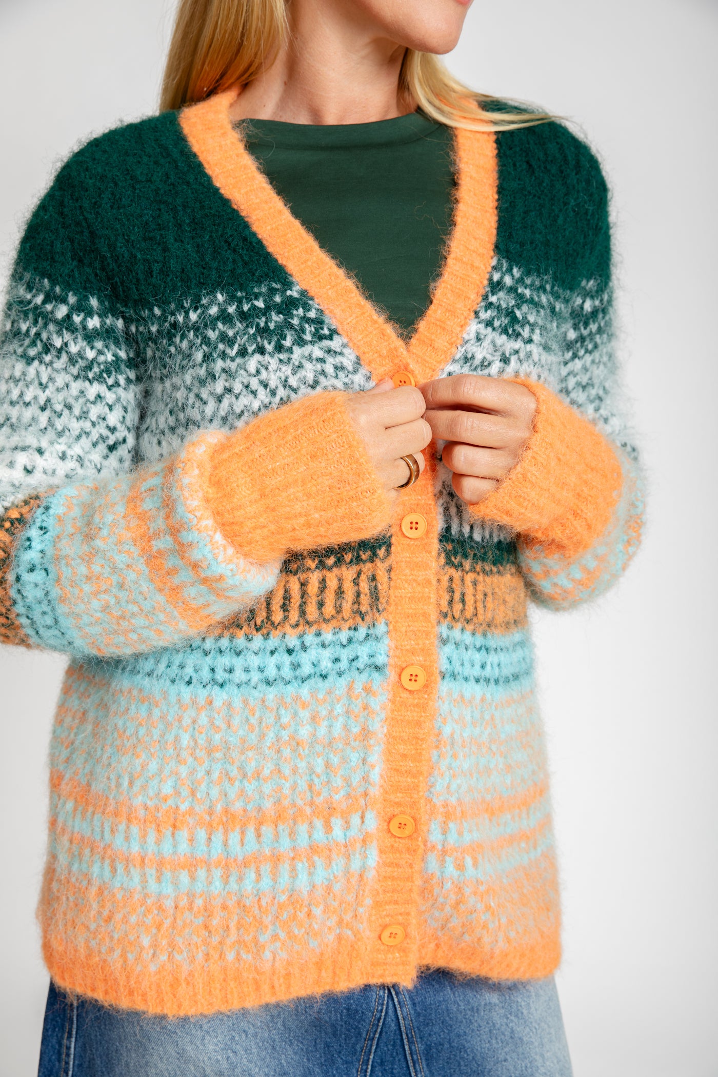 The Syd Space Dye Cardigan | Orange Emerald