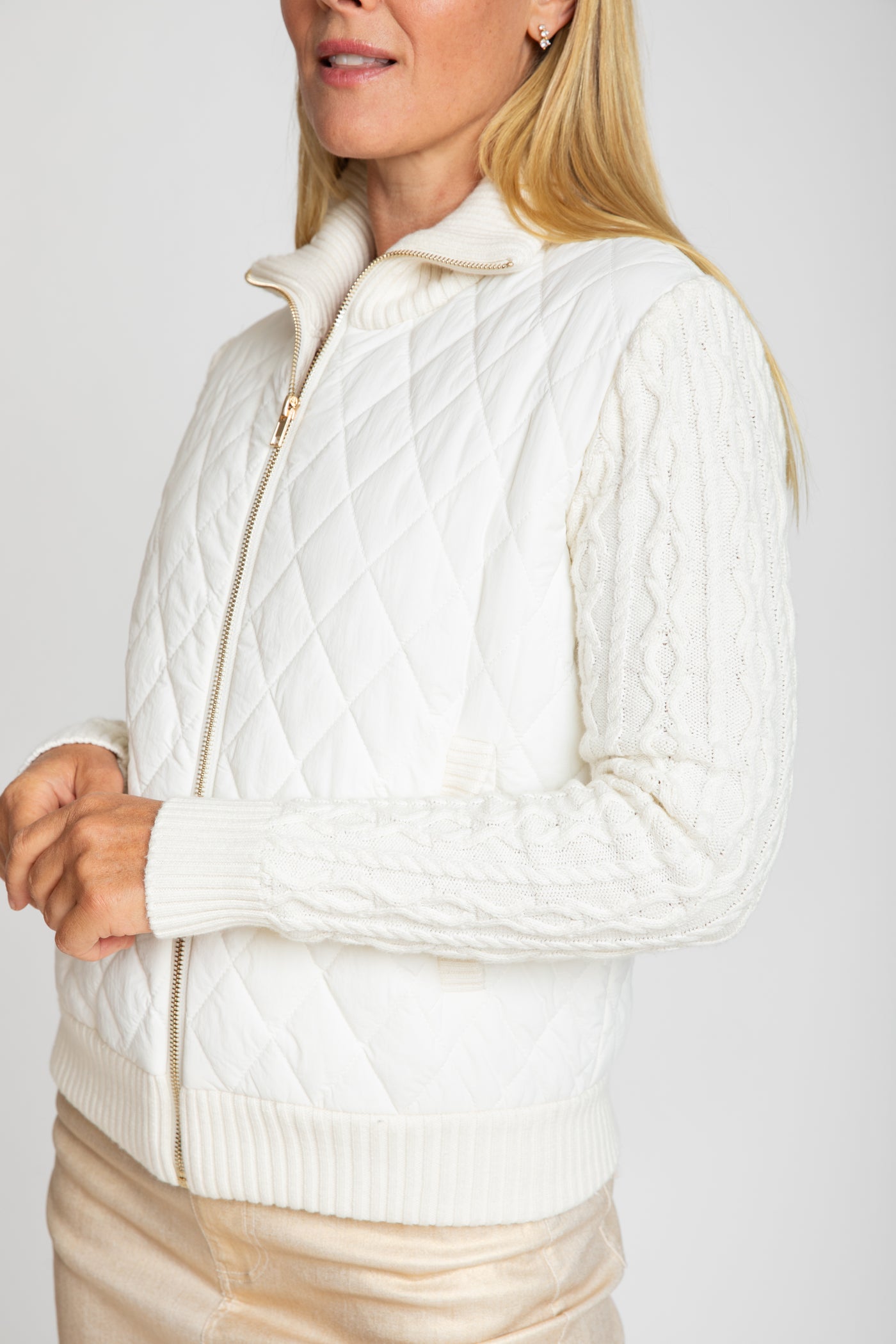 The Mia Mixed Media Jacket | Cream