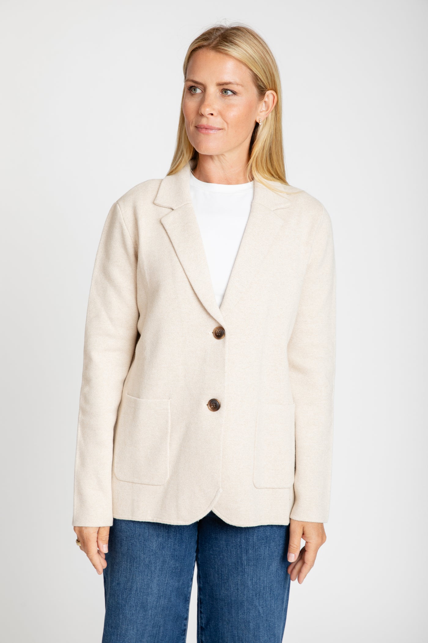 The Milly Knit Blazer | Latte