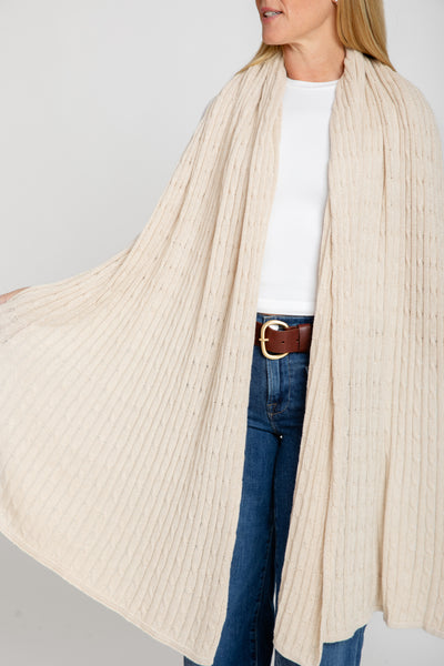 The Wrap Cable Knit Wrap Sweater | Latte