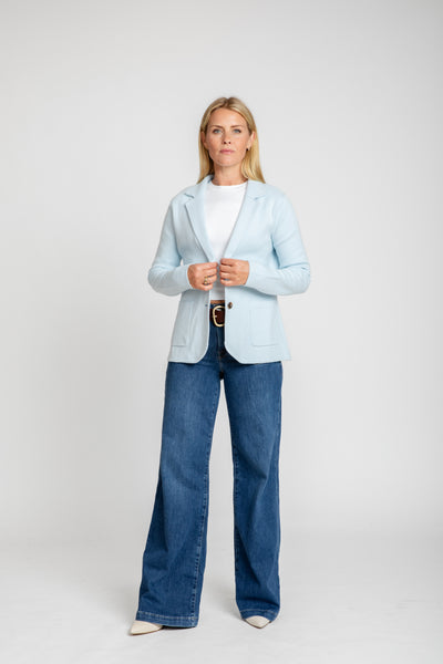 The Milly Knit Blazer | Frost Blue