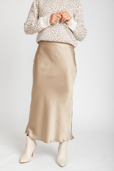 The Hadley Satin Skirt | Bronze