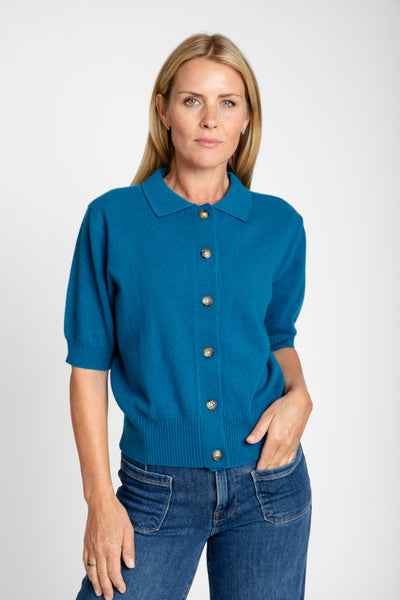 The Cammi Cashmere Short Sleeve Polo Sweater | Peacock