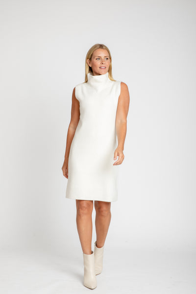 The Paris Mock Neck Sweater Dress | Chalk