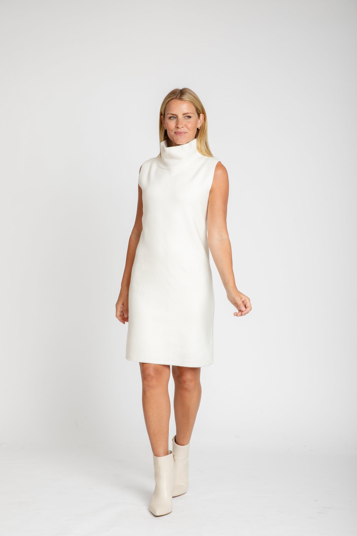 The Paris Mock Neck Sweater Dress | Chalk