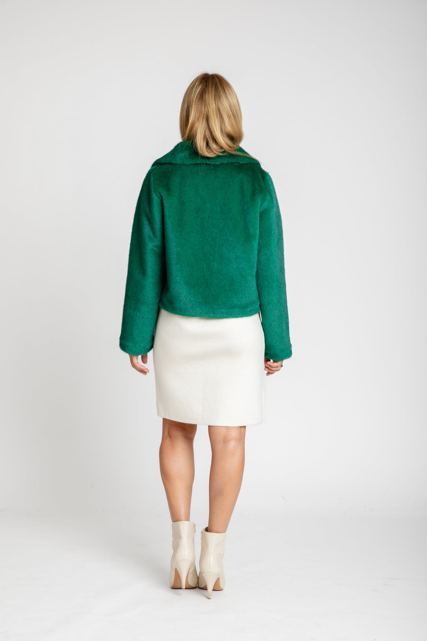 The Audrey Faux Fur Crop Jacket | Emerald