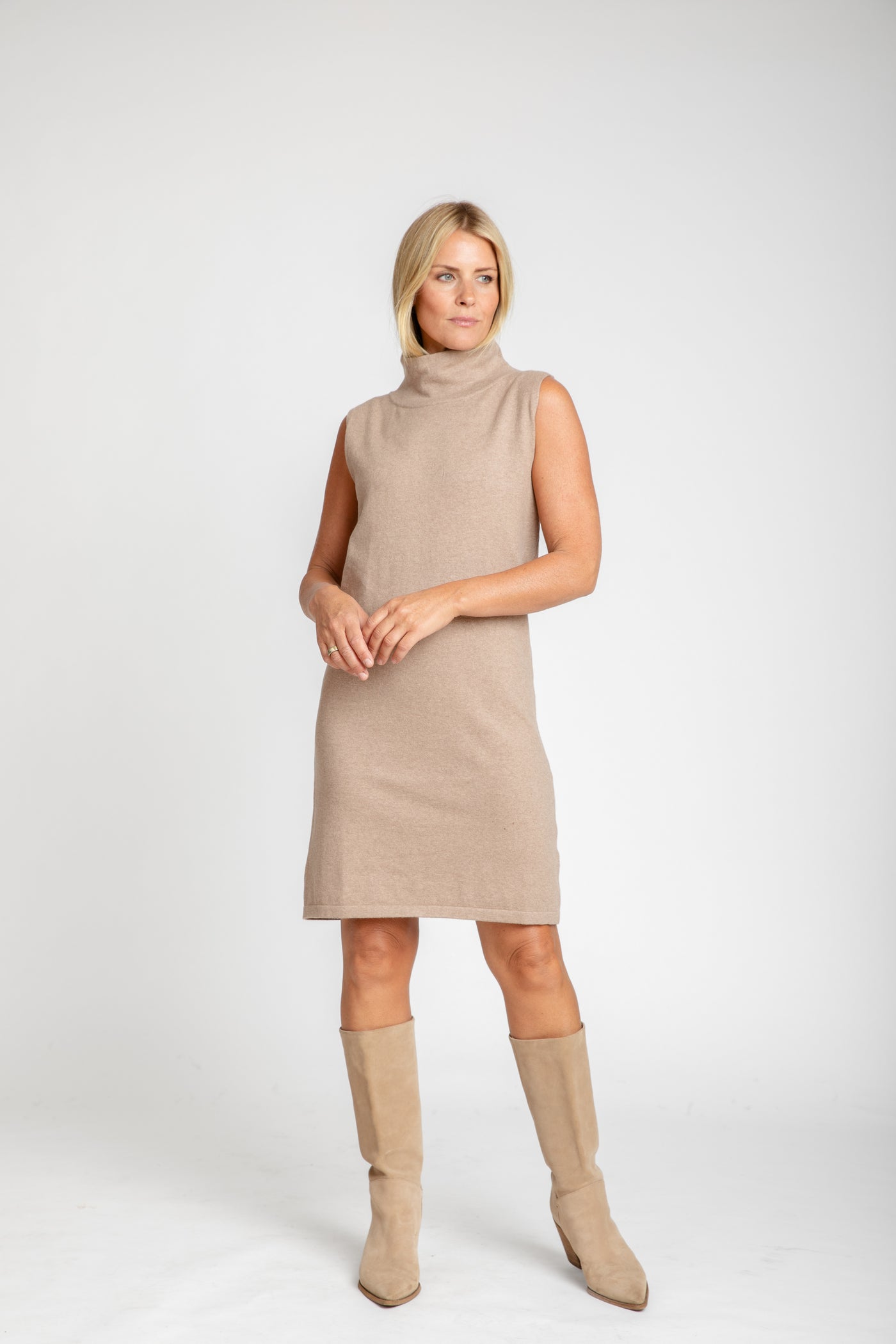 The Paris Mock Neck Sweater Dress | Mocha