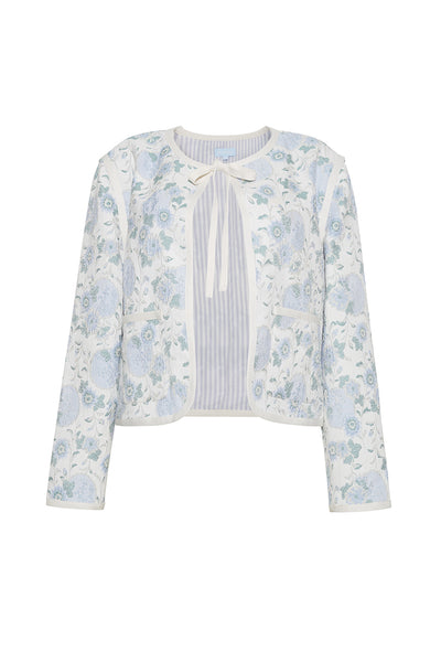 The Iris Floral Embroidered Jacket | Blue Floral