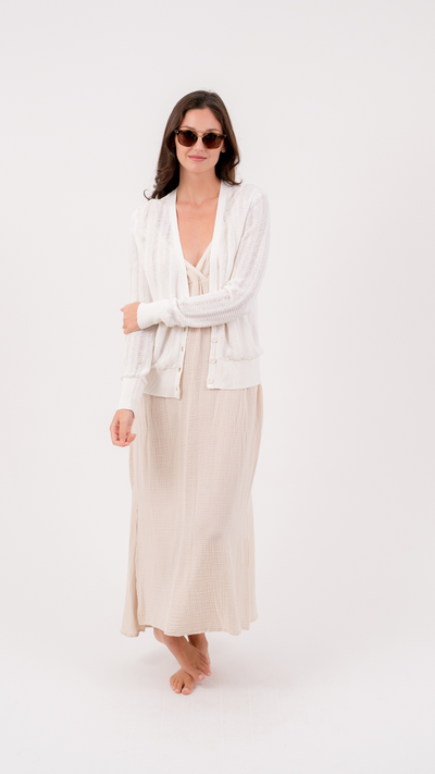 Pointelle Cardigan | White