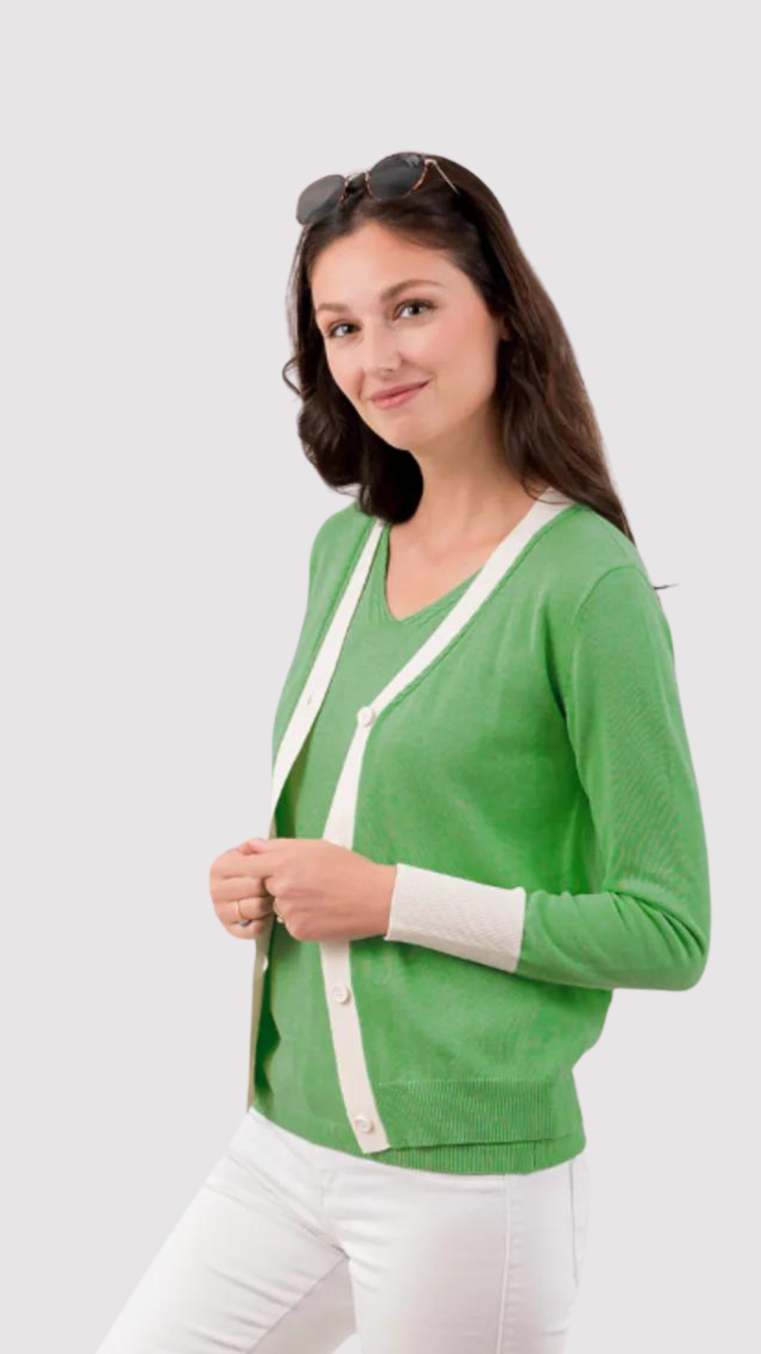 The Detailed Cardigan | Green + White