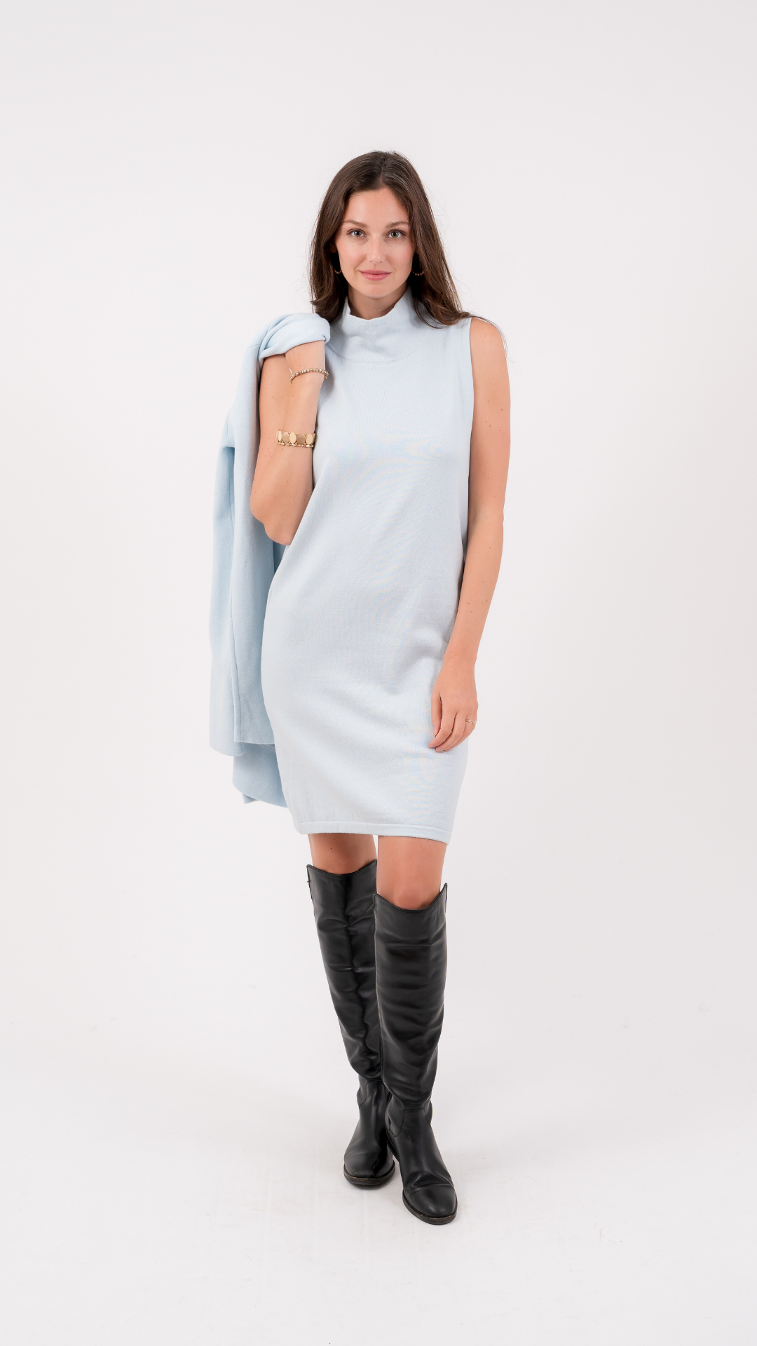 The Paris Mock Neck Sweater Dress | Frost Blue