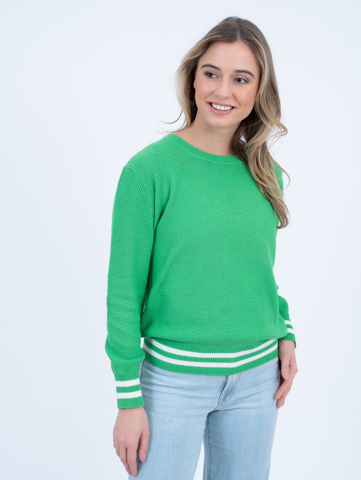 The Wimbledon Crew Neck | Green + White